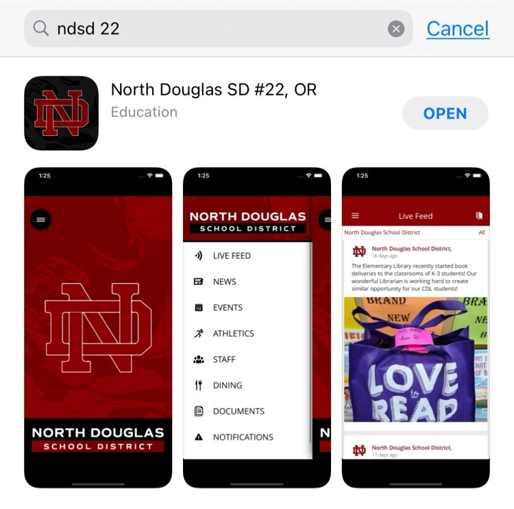 Can I post this tExciting news Warrior fans! North Douglas School District has an app available for download in the App Store! Simply search ndsd 22 and download! 